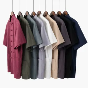 Cotton&linen fabric Tang suit shirt