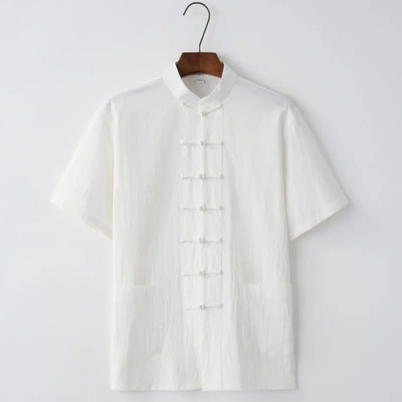 Cotton&linen fabric Tang suit shirt
