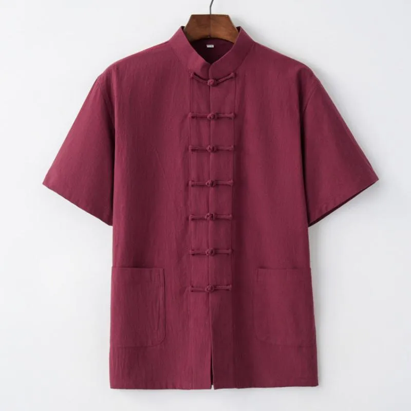 Cotton&linen fabric Tang suit shirt