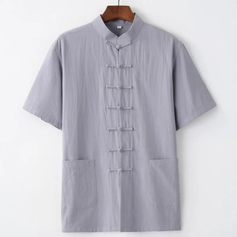 Cotton&linen fabric Tang suit shirt