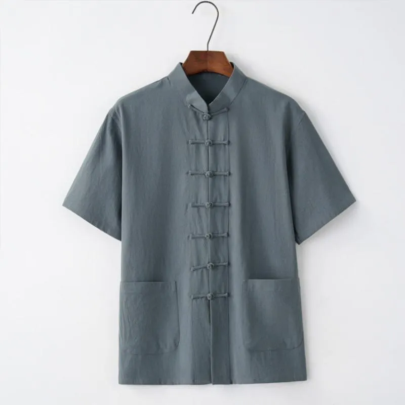 Cotton&linen fabric Tang suit shirt