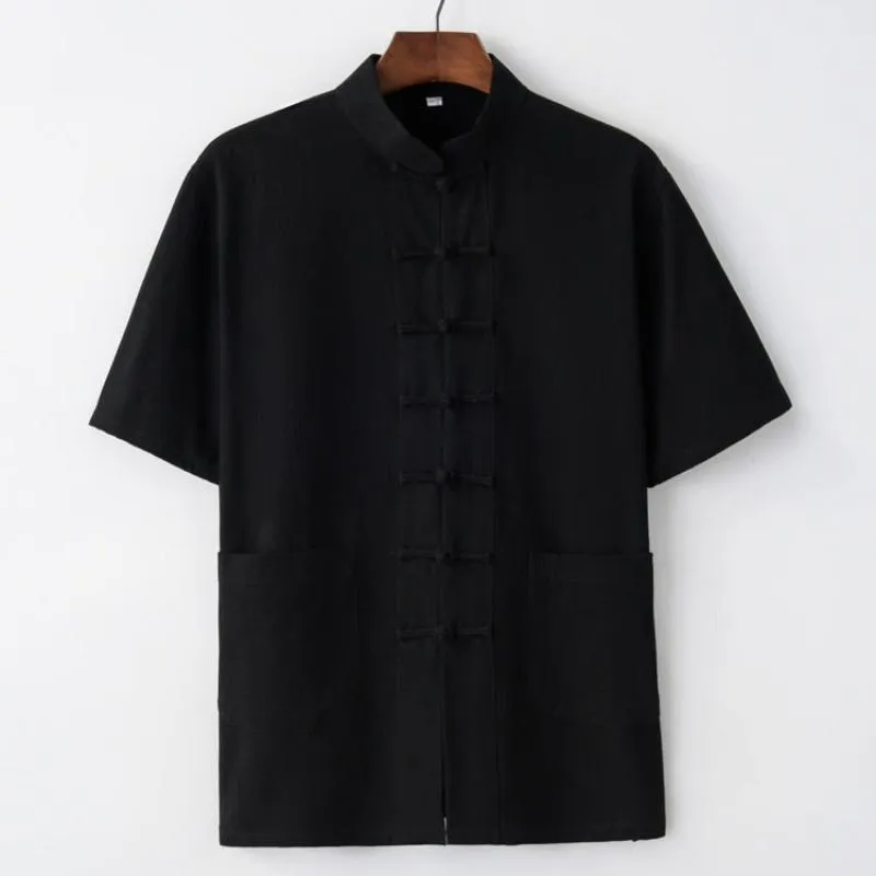 Cotton&linen fabric Tang suit shirt