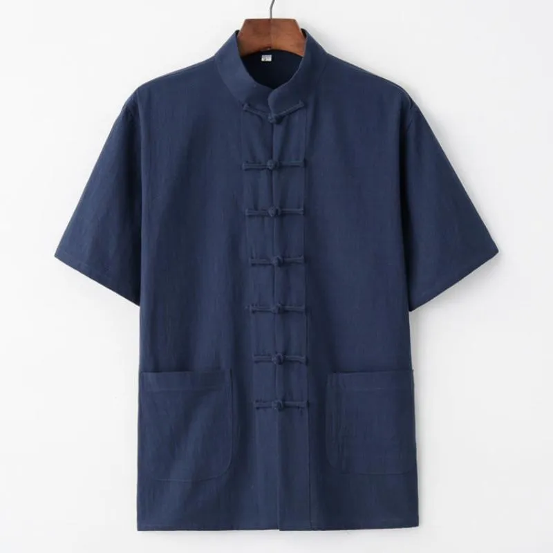 Cotton&linen fabric Tang suit shirt