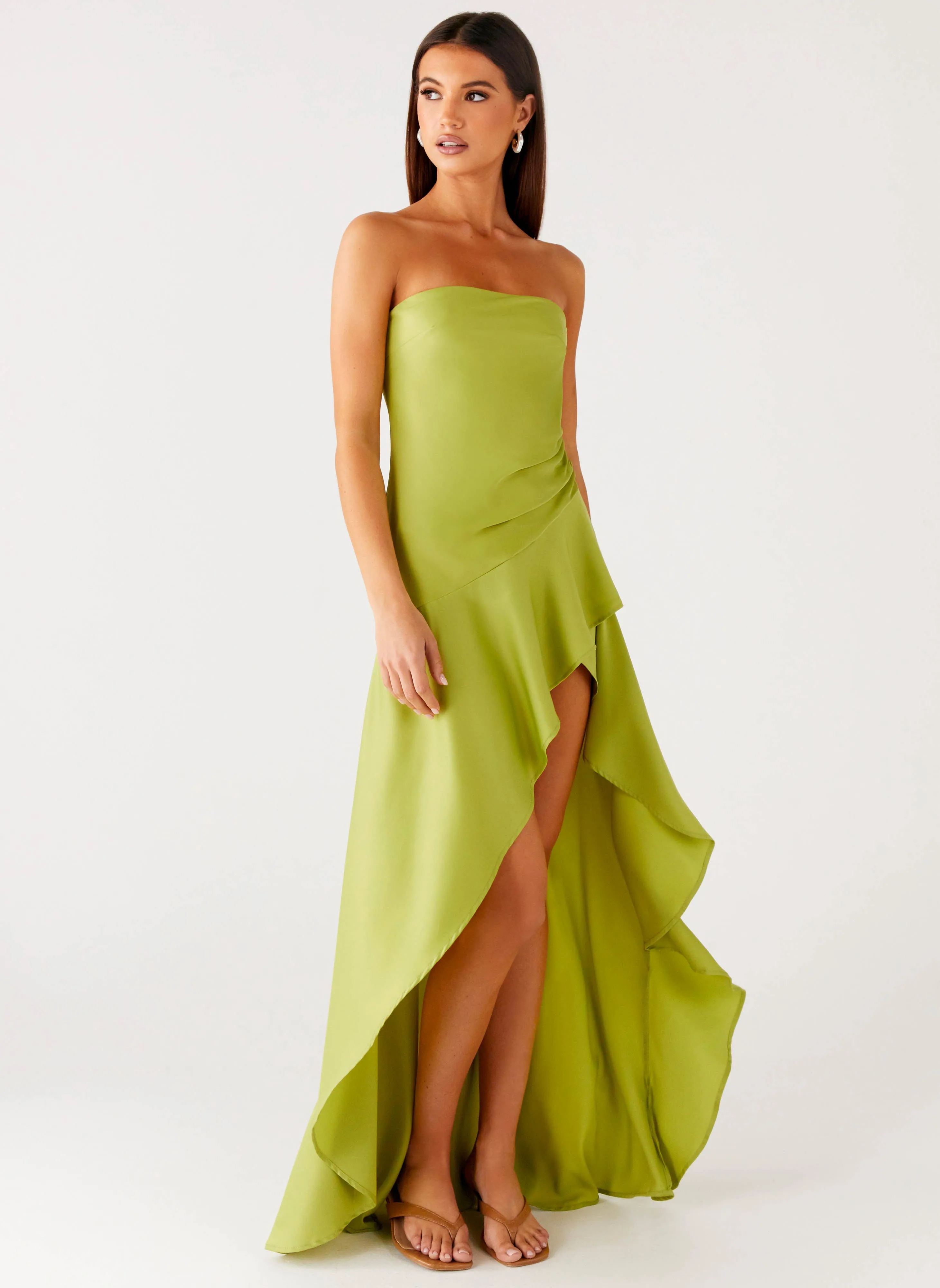 Sheer Layer Bodie Maxi Dress - Lime