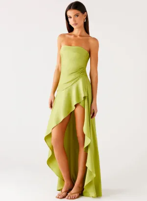 Bodie Maxi Dress - Lime Easy Layering Floral-Pattern