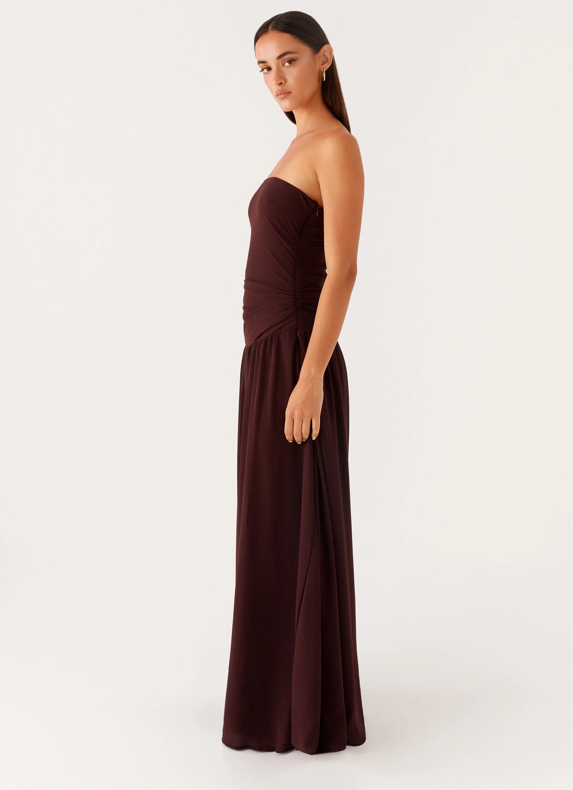 Breath Soft Versatile Fit Covia Strapless Maxi Dress - Dark Chocolate