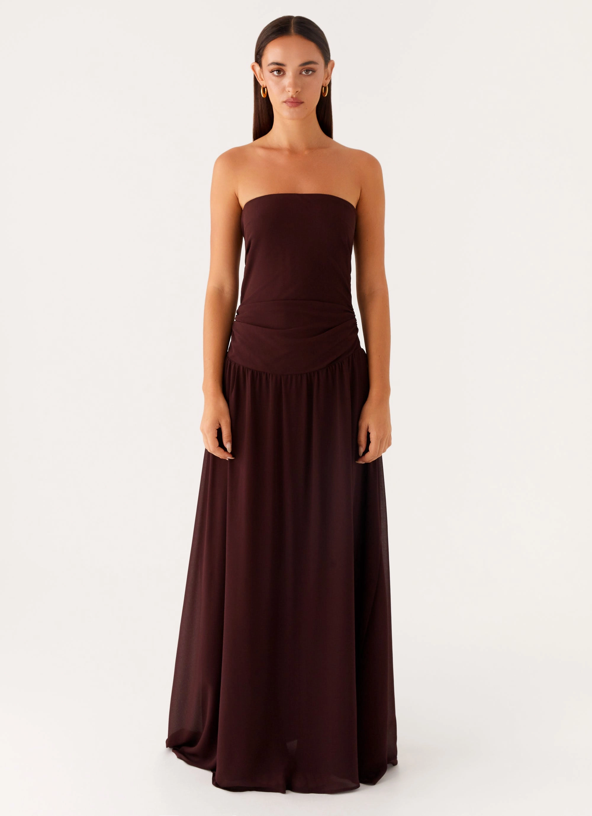 Covia Strapless Maxi Dress - Dark Chocolate Autumn Mood Layered Fit