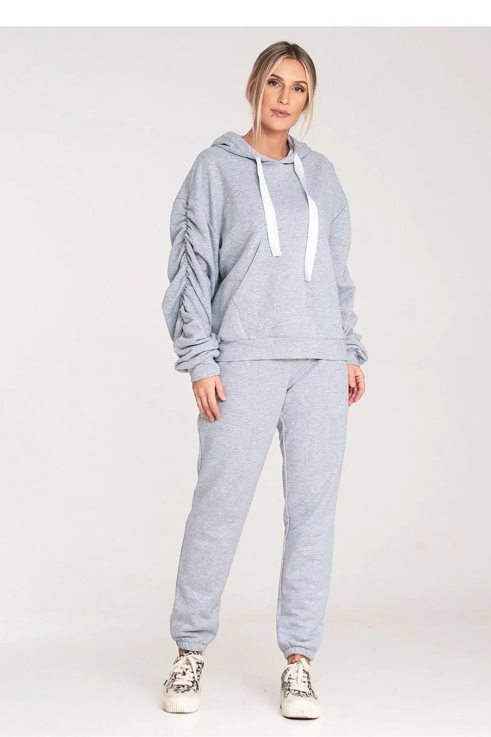Cozy Pleat Sleeve Pocket Hoodie