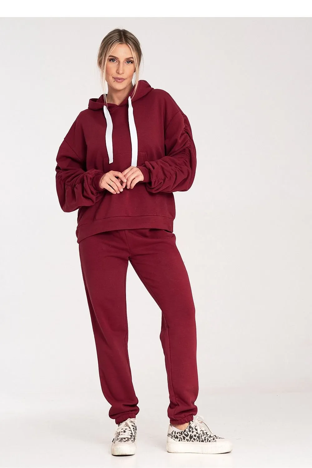 Cozy Pleat Sleeve Pocket Hoodie
