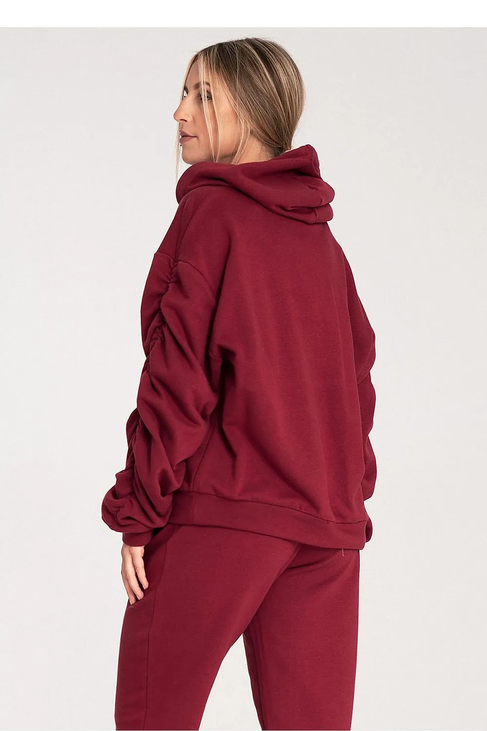Cozy Pleat Sleeve Pocket Hoodie