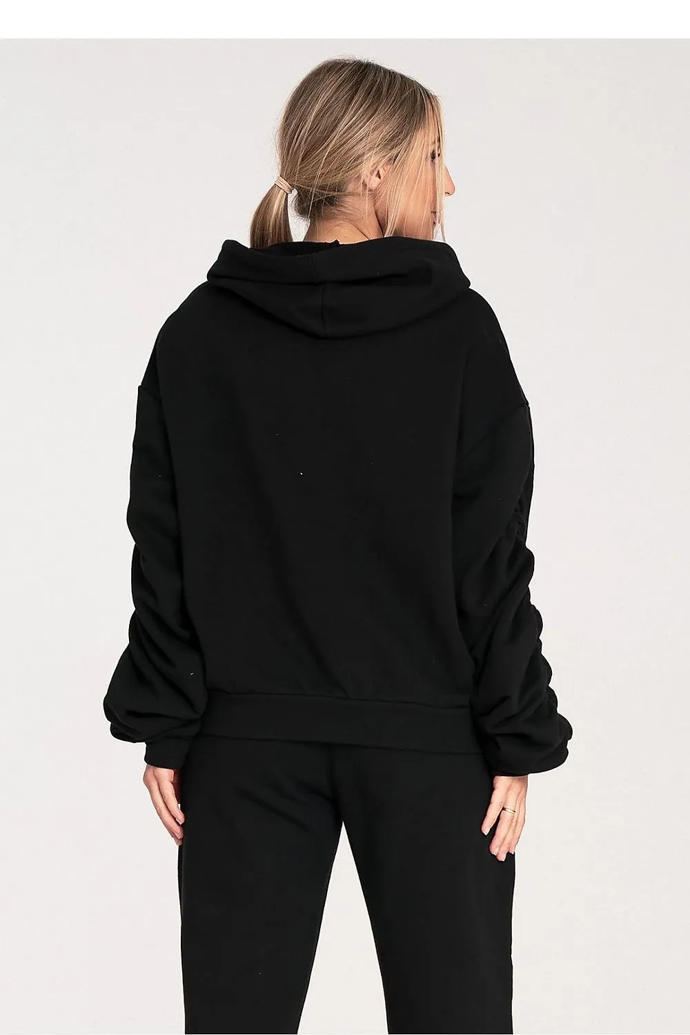 Cozy Pleat Sleeve Pocket Hoodie