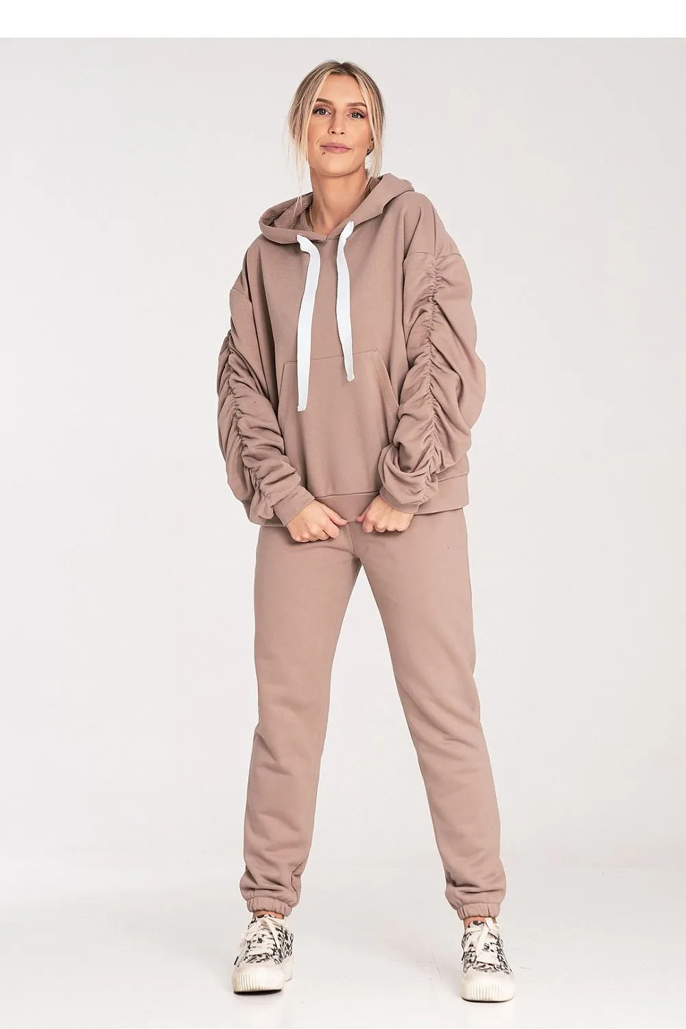 Cozy Pleat Sleeve Pocket Hoodie