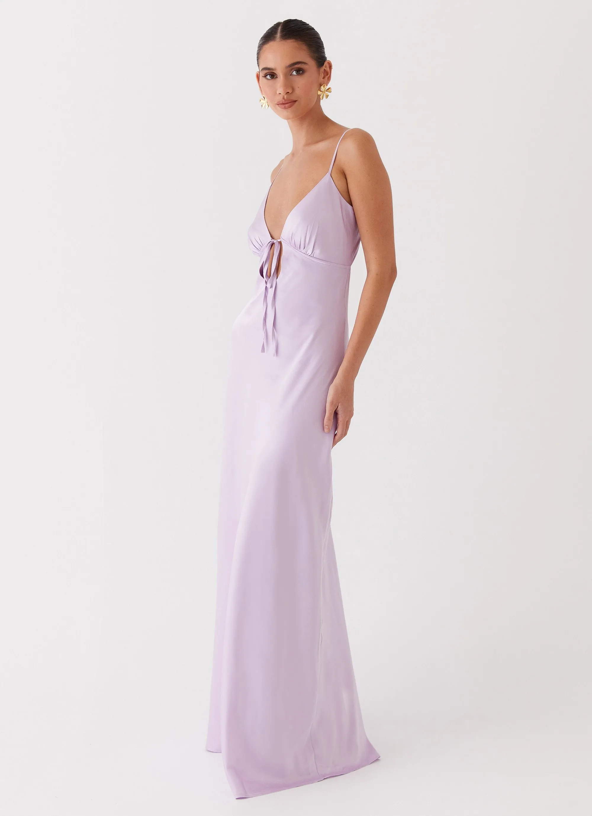 Refined Stitch Easy Wrap Flora Satin Maxi Dress - Lilac