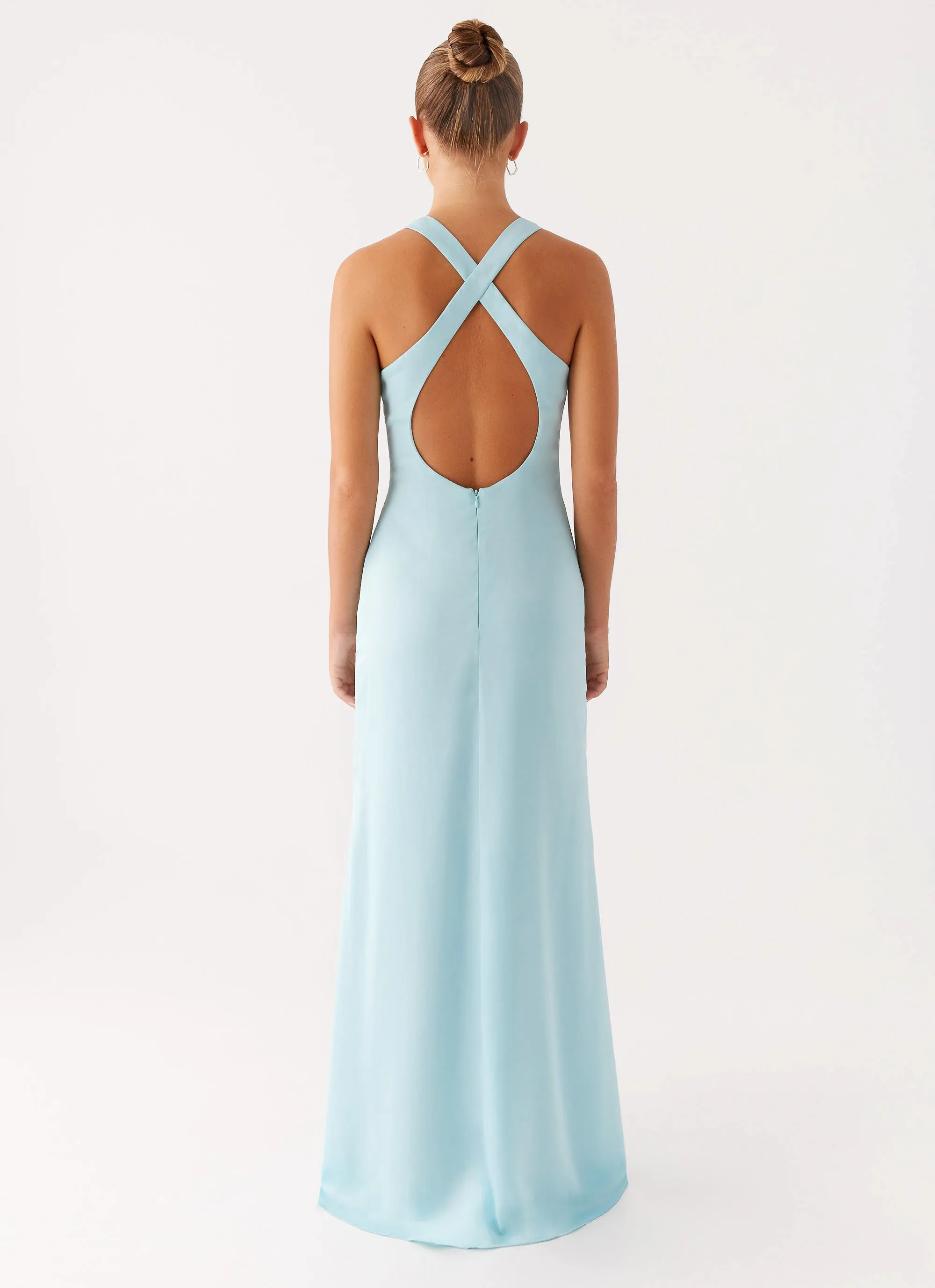 Desi Halterneck Maxi Dress - Mint Move Free polka-dot