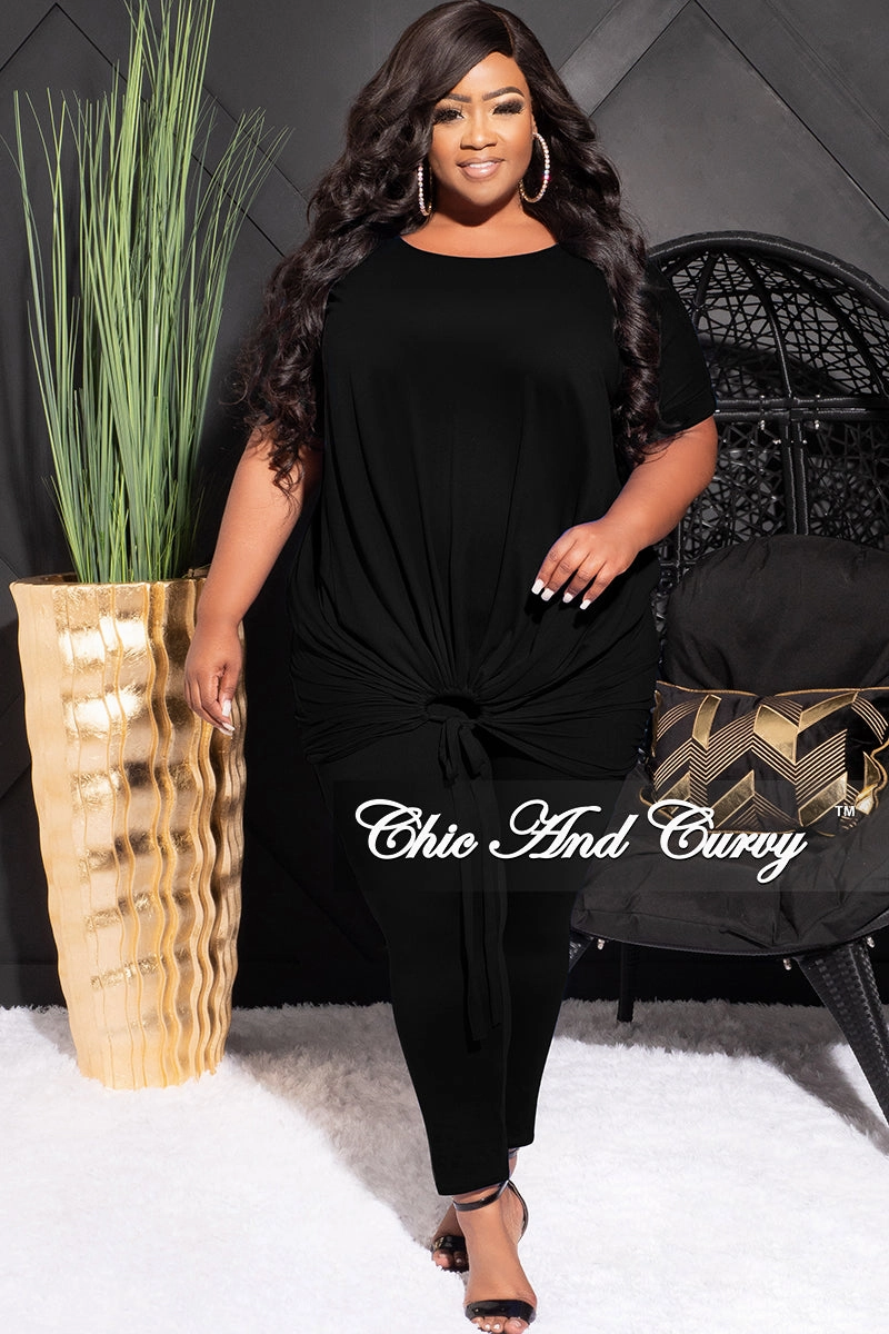 Final Sale Plus Size 2pc Set in Black Tear Resistant Fabric