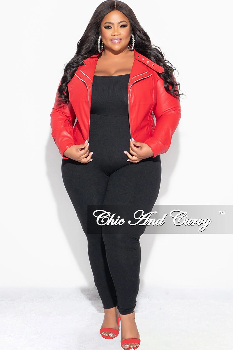 Final Sale Plus Size Biker Jacket - Red NoBuckleDesign