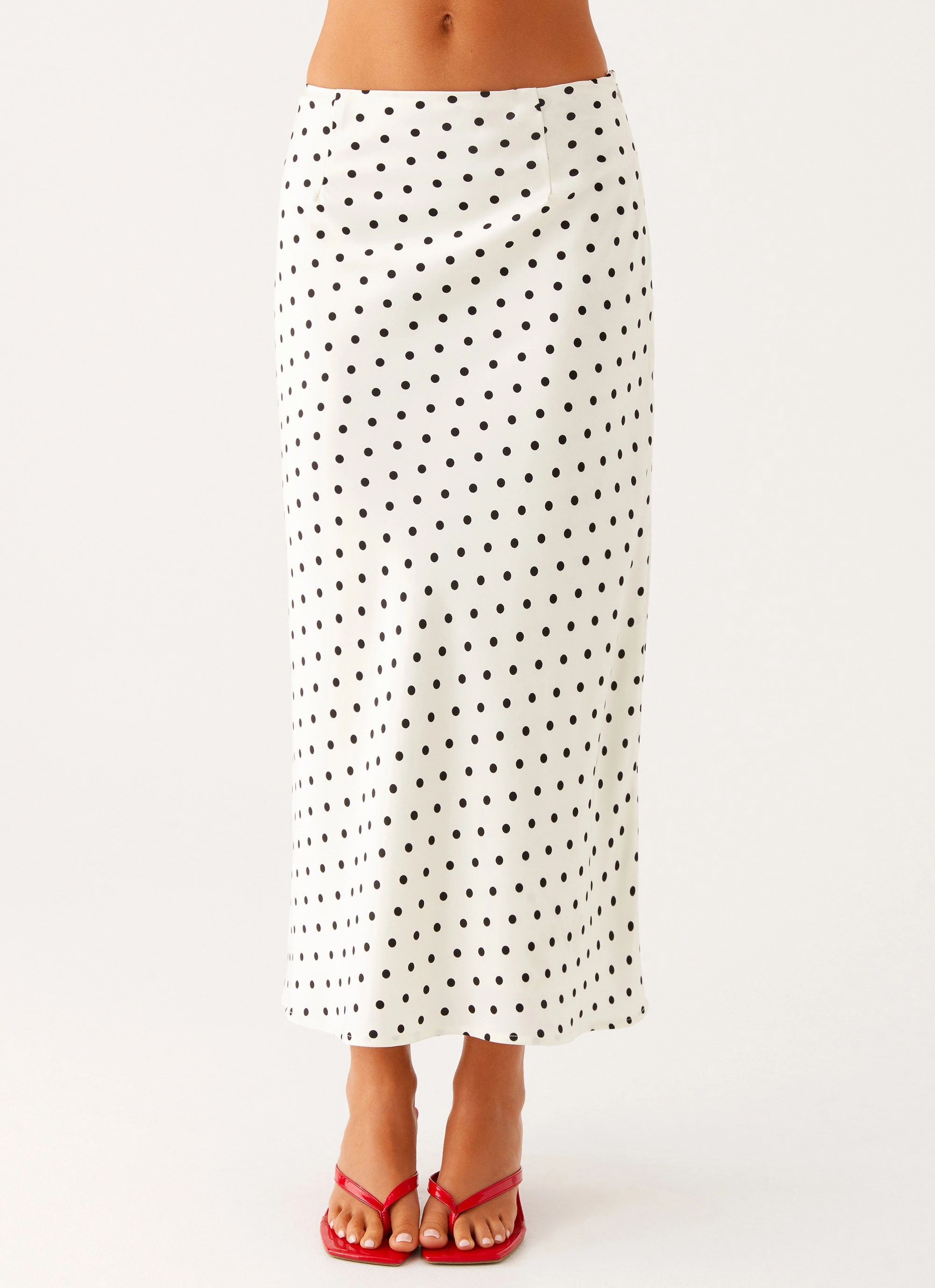 Breanne Midi Skirt - White Polka Dot AllDayCompression