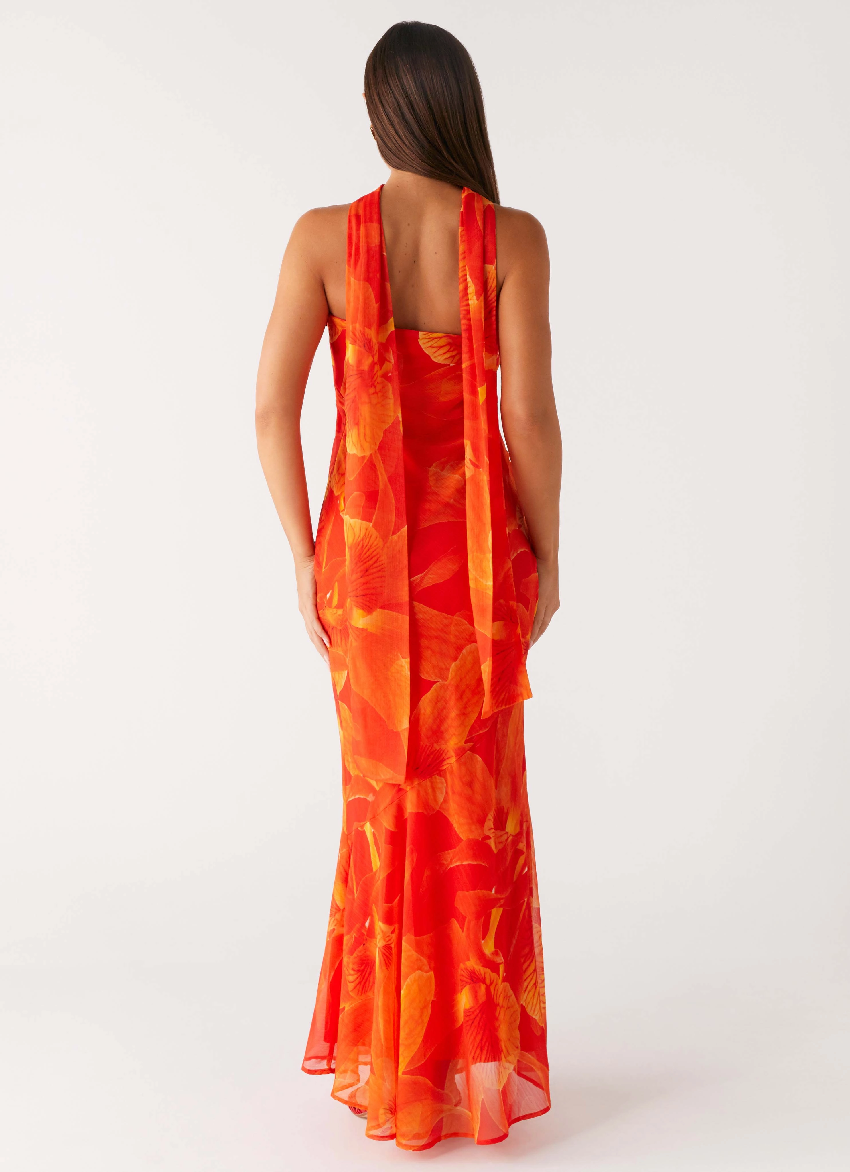 Lounge Vibes Under The Pagoda Maxi Dress - Orange Floral