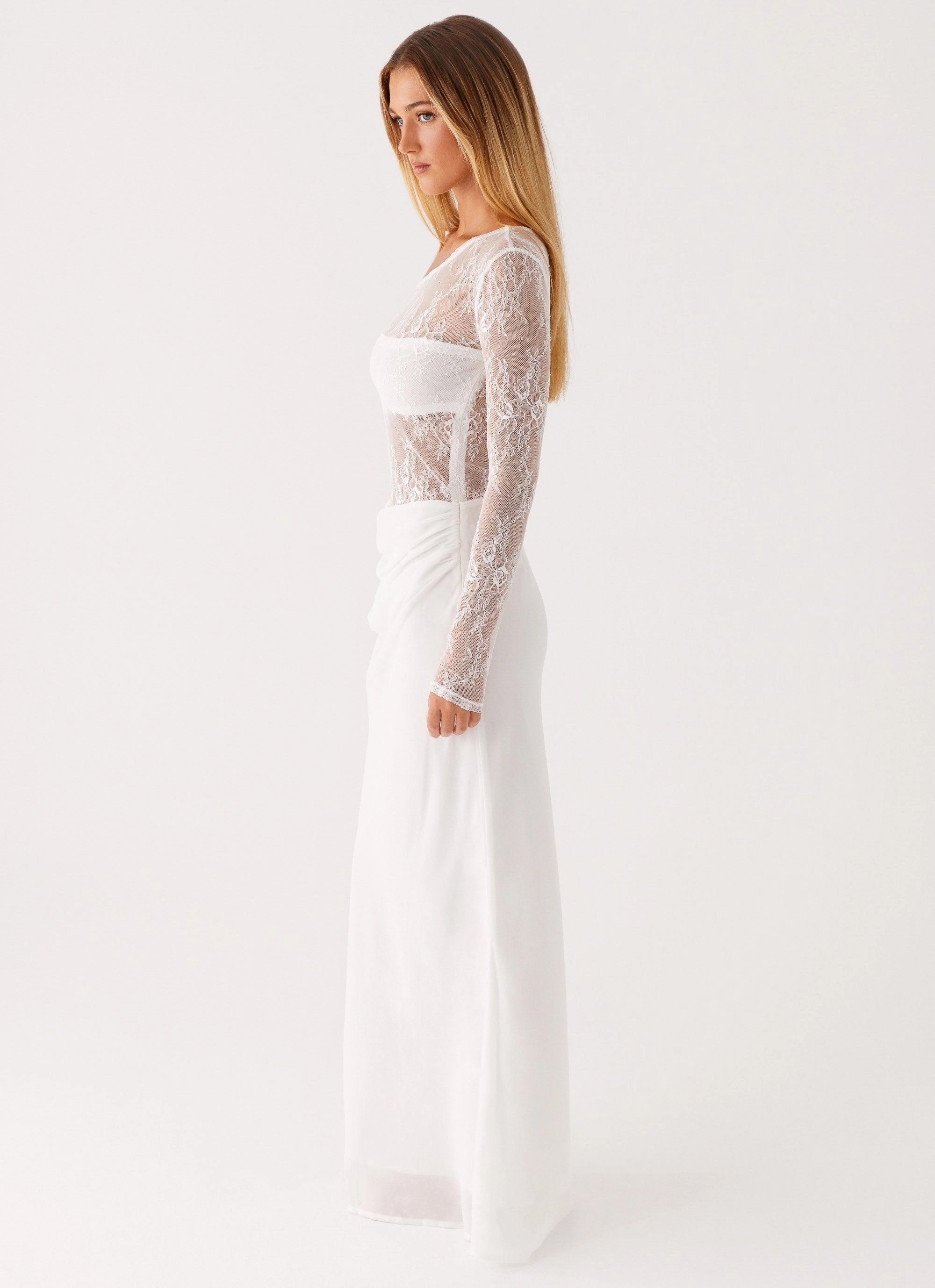 Take Your Time Maxi Dress - White Pure Elegance TemperatureRegulatingFabric