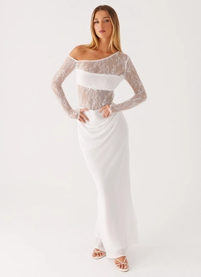 Take Your Time Maxi Dress - White Smooth Curve Japan Line