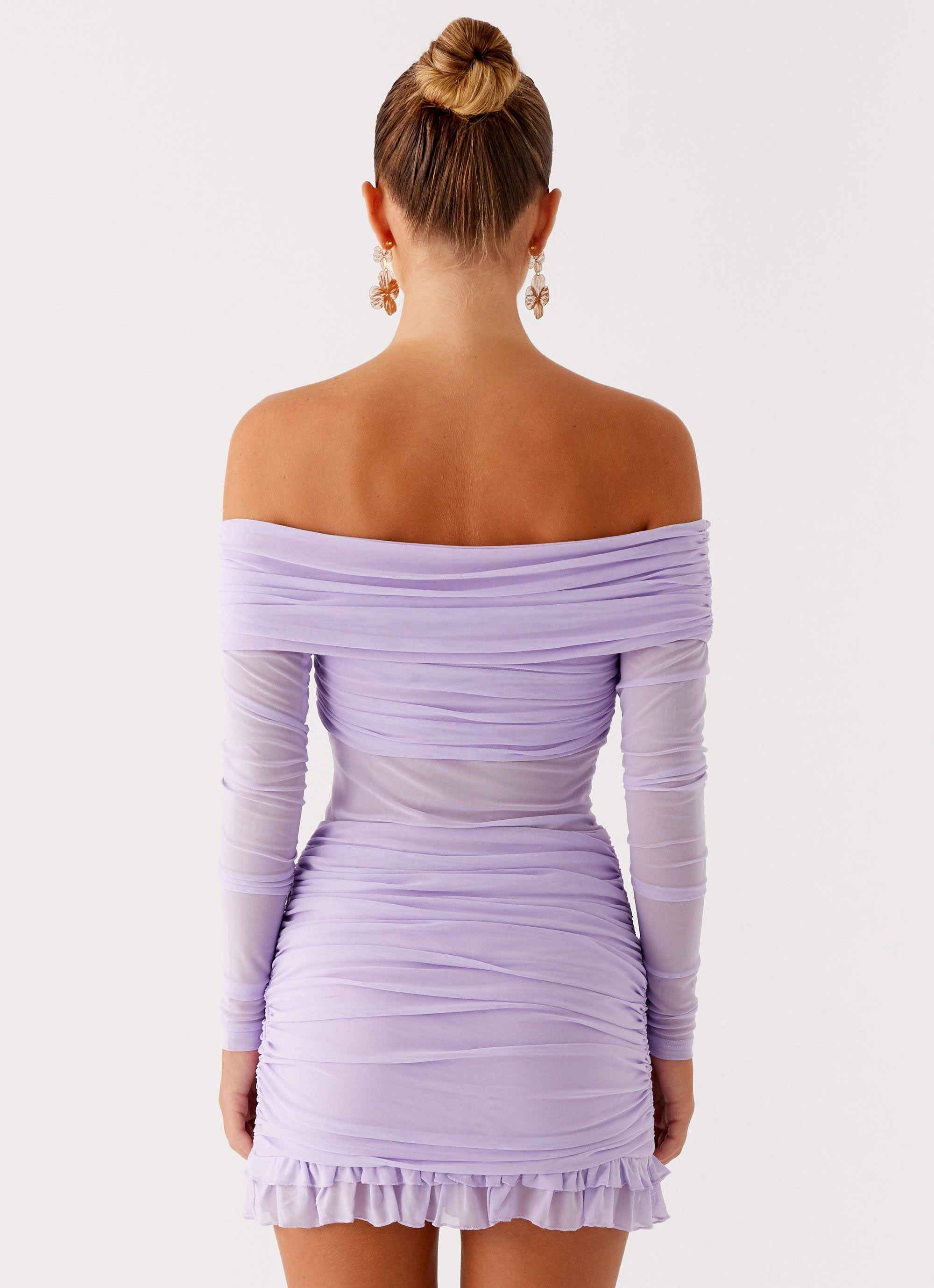 Quiet Luxury Elegant Vibe Tiff Long Sleeve Mini Dress - Lilac