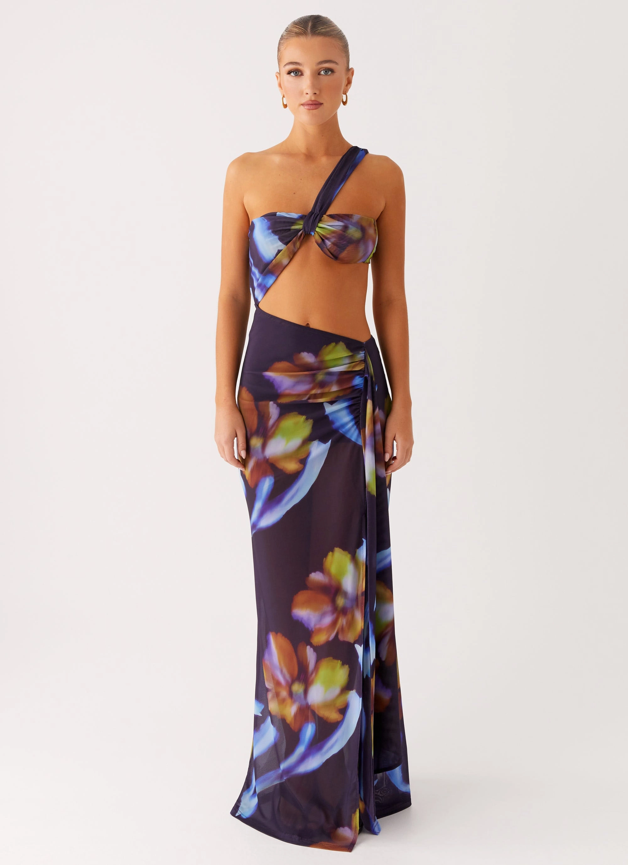 Costa Rica Maxi Dress - Dark Floral Sheer Overlay