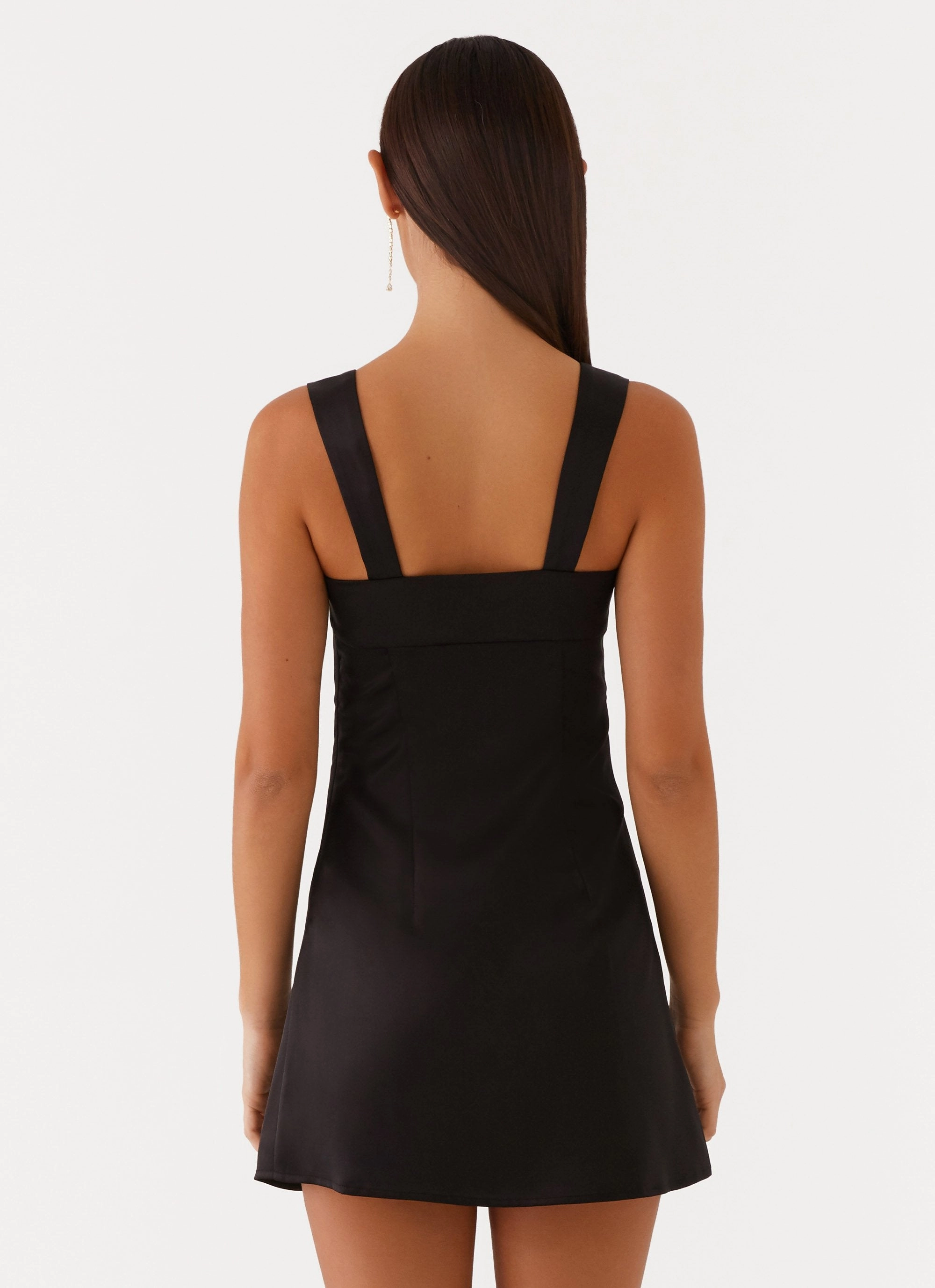 Comfortable casual dress Odette Satin Mini Dress - Black