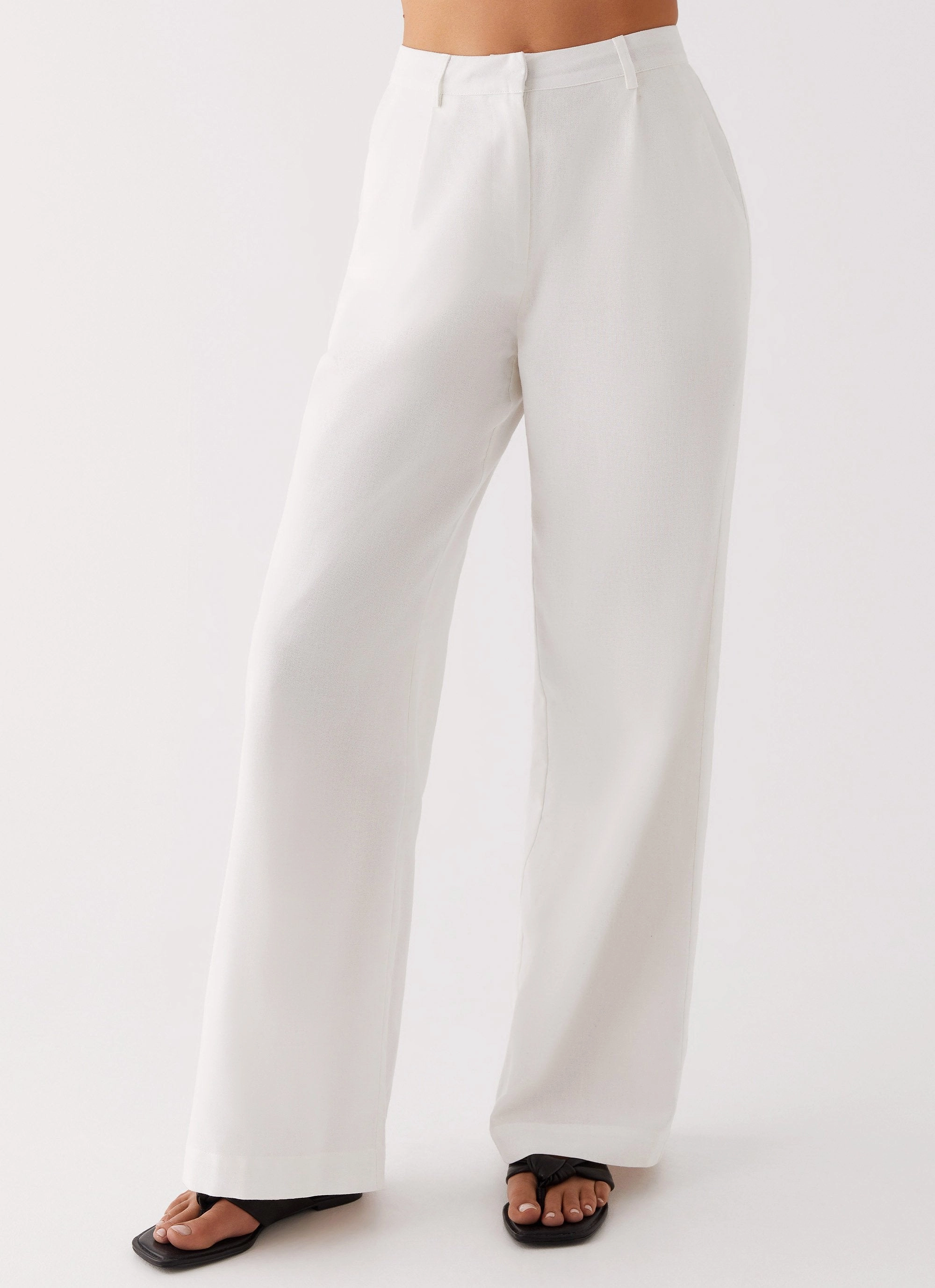 Heatwave Linen Wide Leg Pants - White Loose Fit Fade Resistant Dye