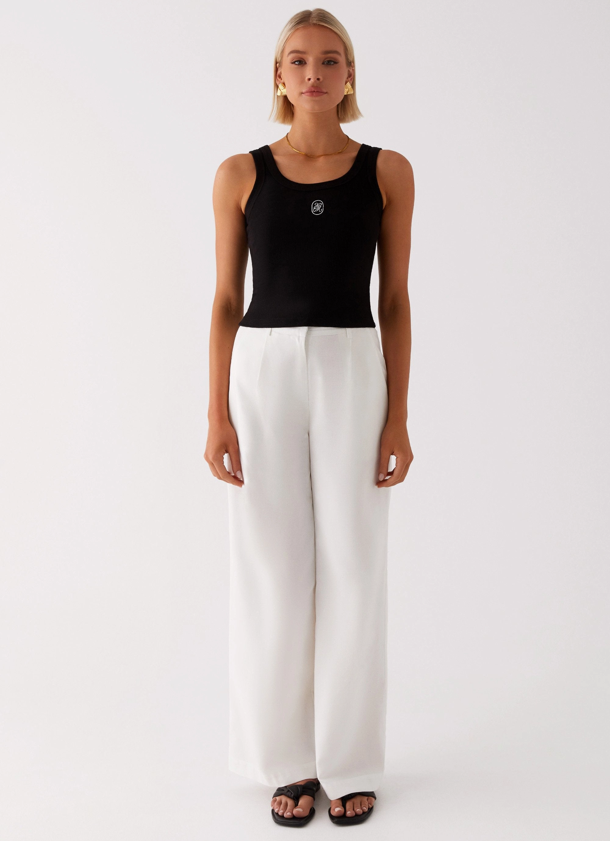 Heatwave Linen Wide Leg Pants - White Ripped design Urban appeal