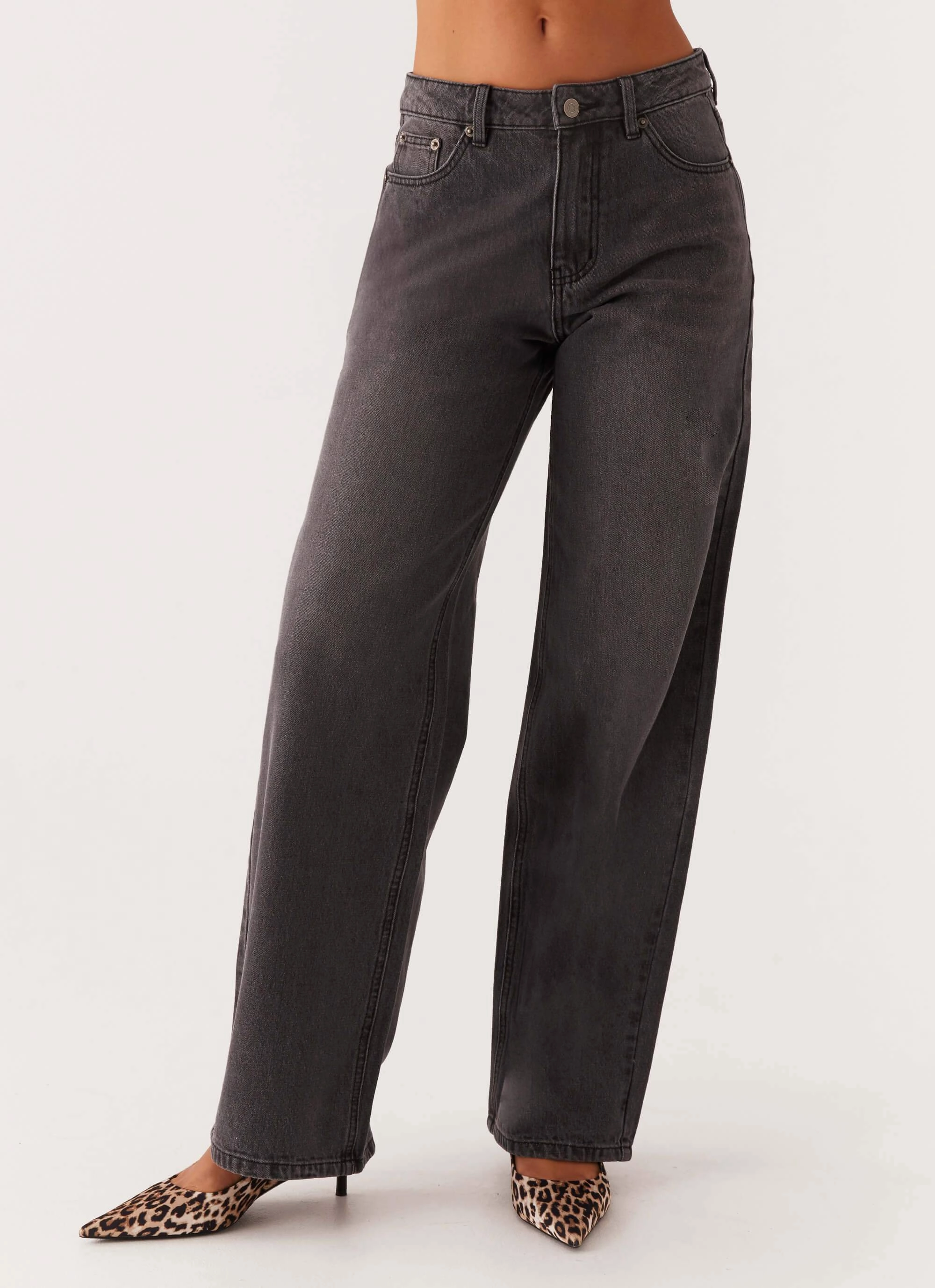 WindResistantMaterial Keanna Low Rise Denim Jeans - Charcoal