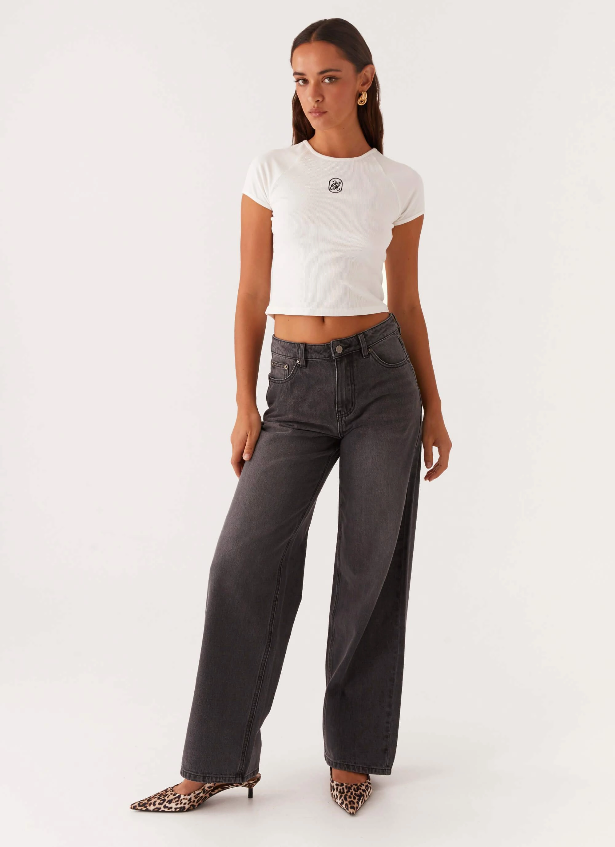 Keanna Low Rise Denim Jeans - Charcoal No Gap Waistband