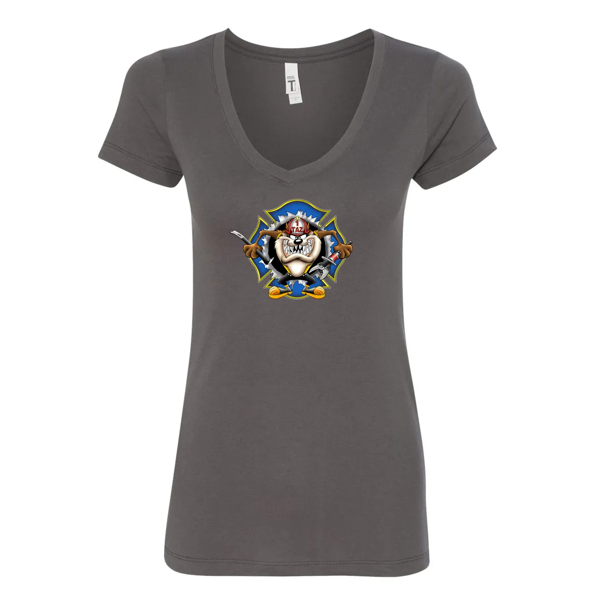 Crazy Taz Firefighter Women's V-Neck Shirt