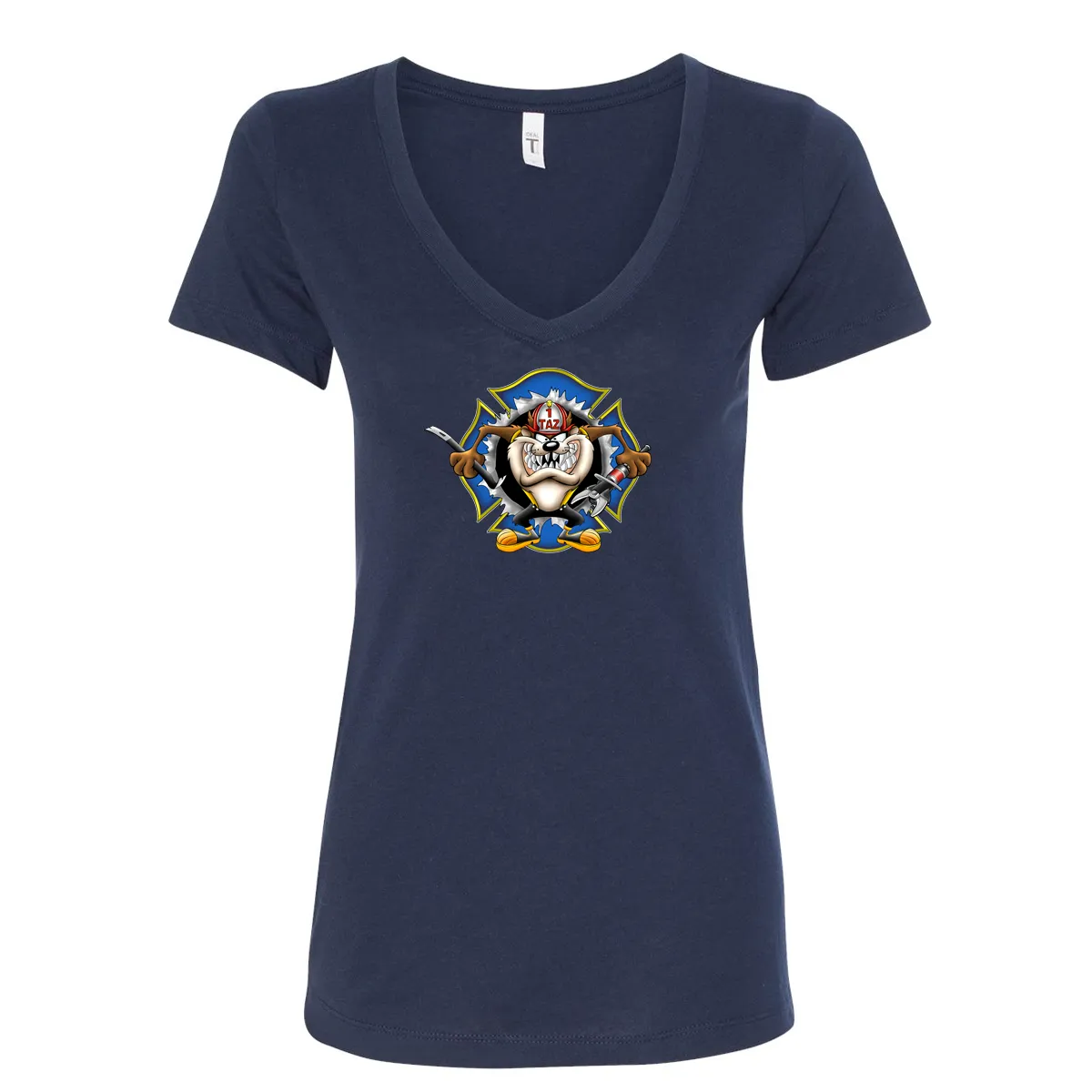 Crazy Taz Firefighter Women's V-Neck Shirt