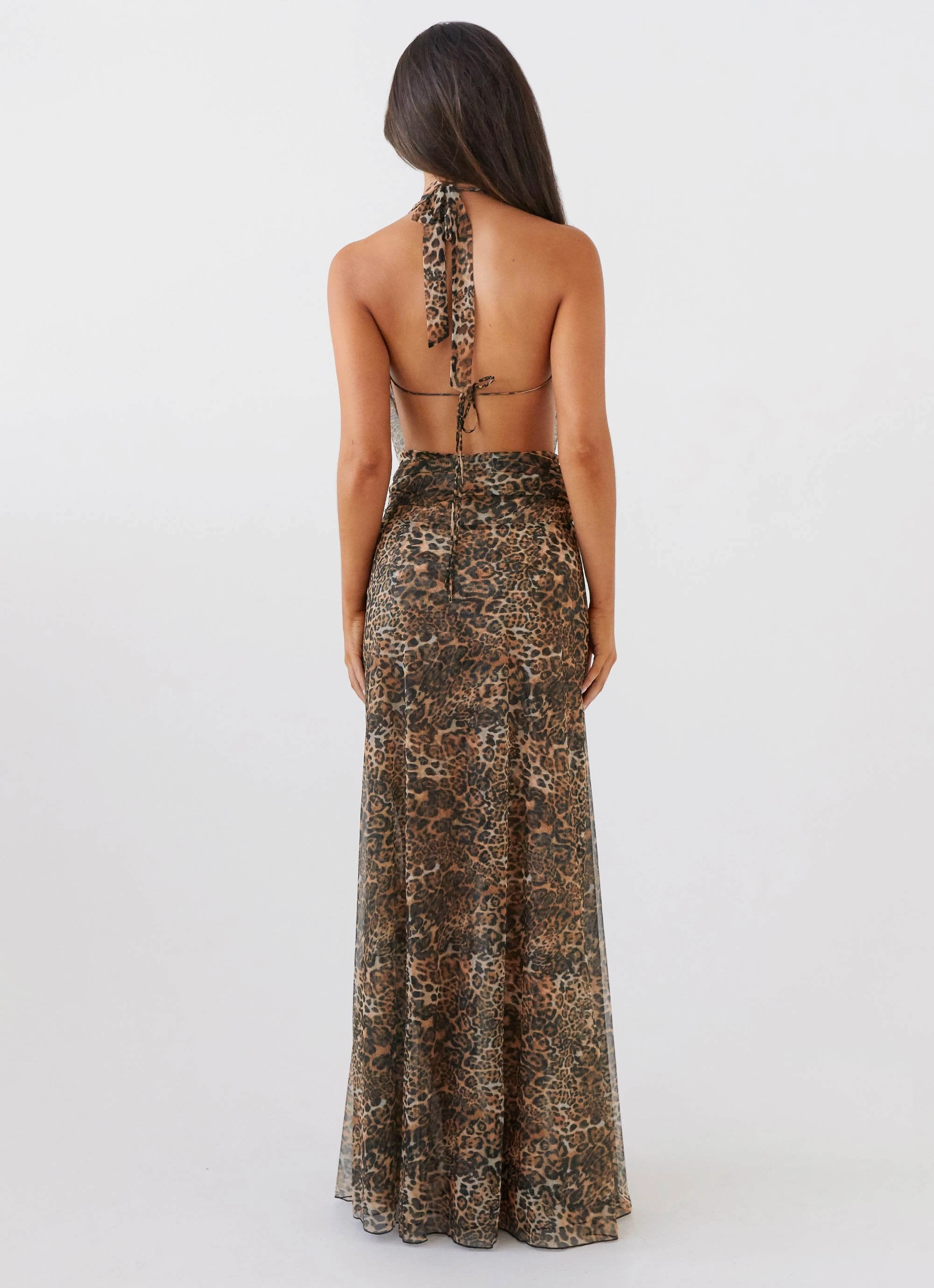 Semi Casual Elysia Mesh Maxi Dress - Leopard