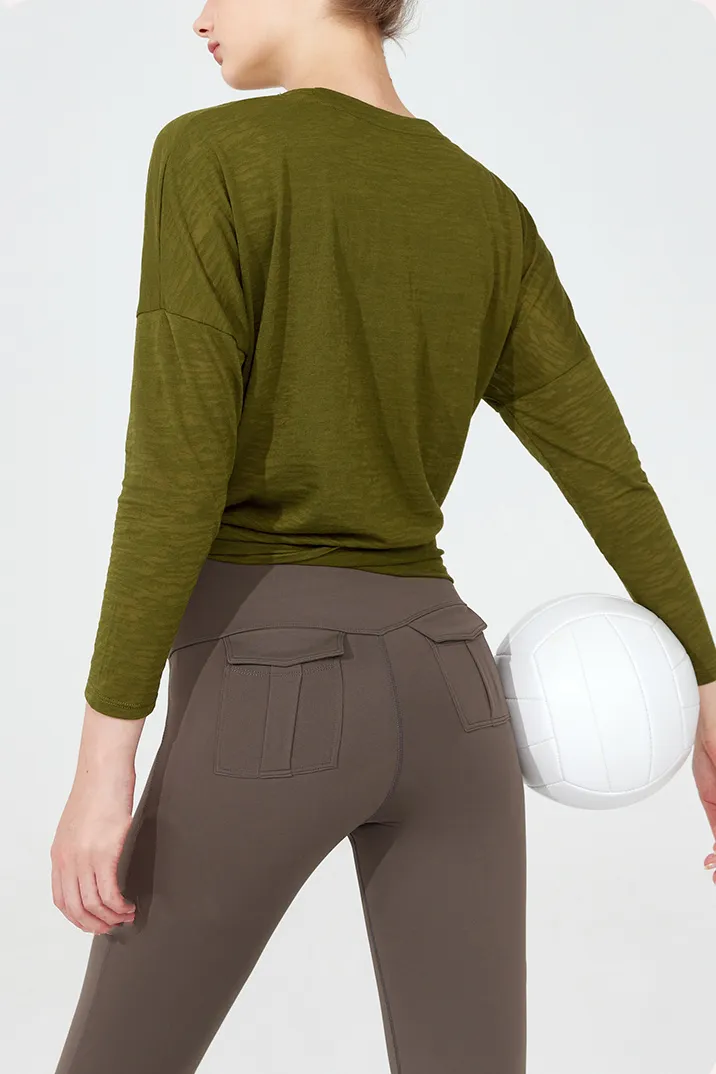 Crewneck Long Sleeve Shirt with Side Slit