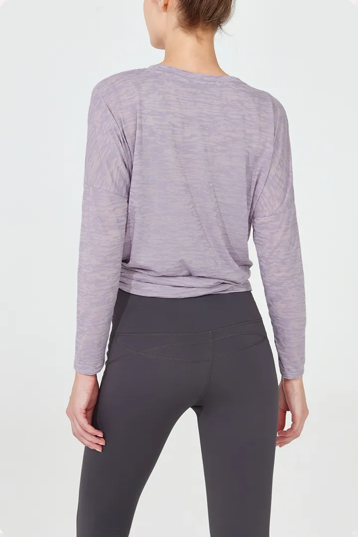 Crewneck Long Sleeve Shirt with Side Slit
