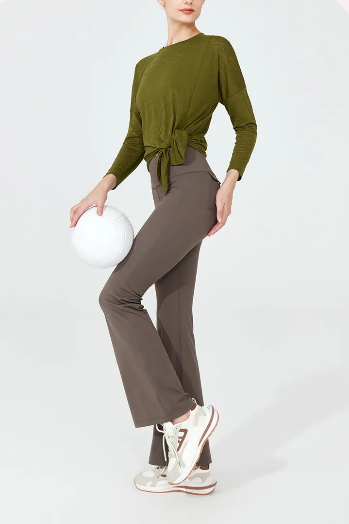 Crewneck Long Sleeve Shirt with Side Slit