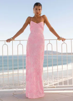 Vietta Sequin Cami Maxi Dress - Pink Airy Base Pure Tone