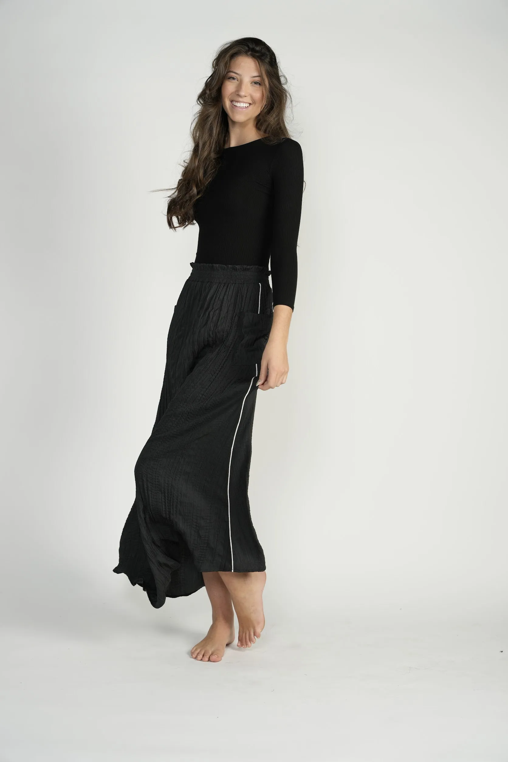 Crinkled Satin Maxi Skirt