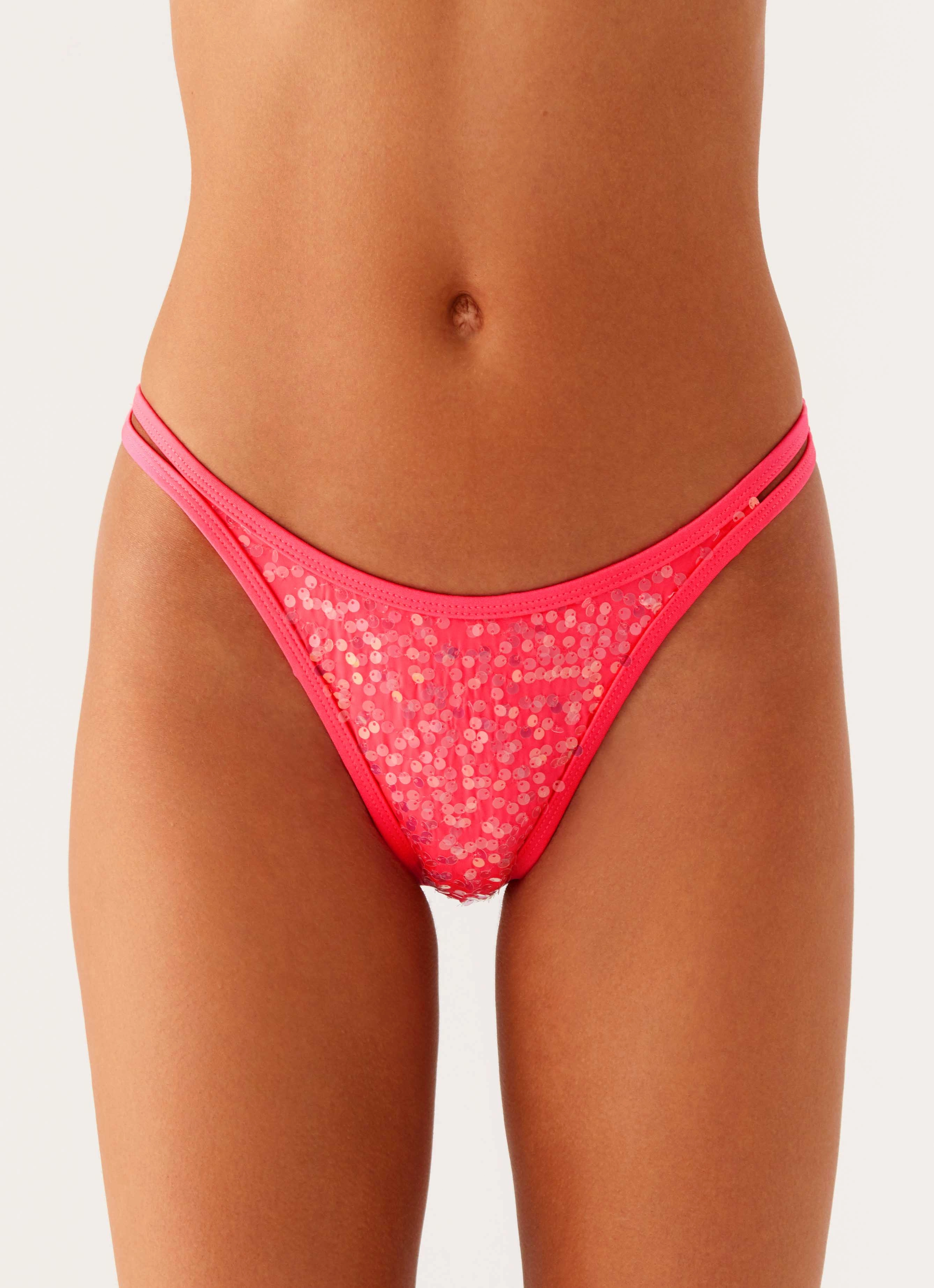 plastic Eye-Catching Croatia Bikini Bottoms - Pink Sequin
