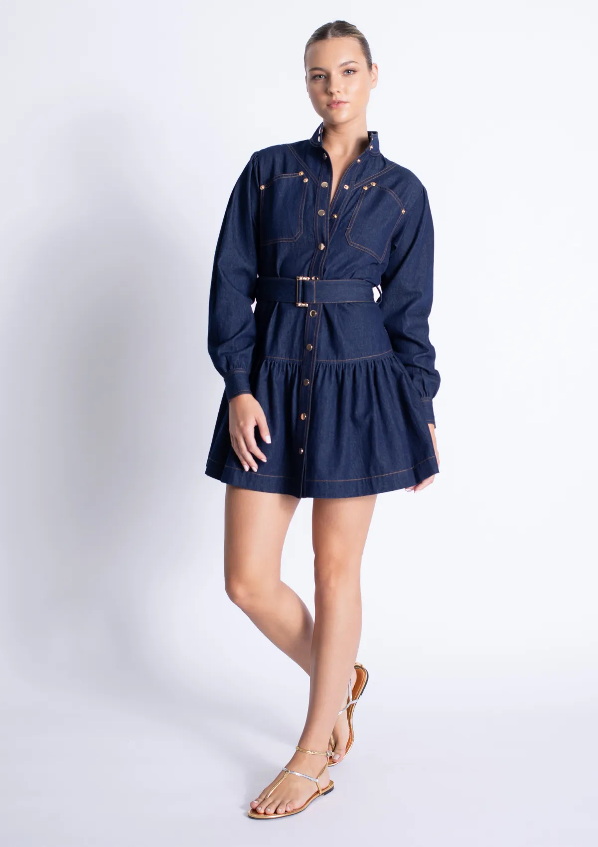 Street Ready High-Fashion Saraswati Denim Mini Dress