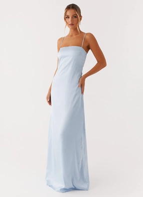 Aster Bloom Maxi Dress - Blue Casual Chic Soft cotton dress
