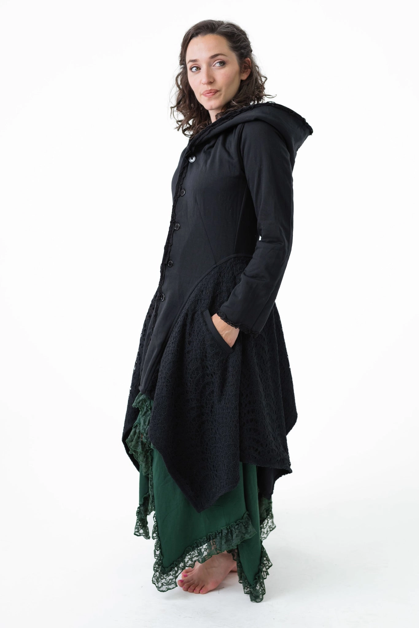 Weekday Street Look Crochet Rag Coat