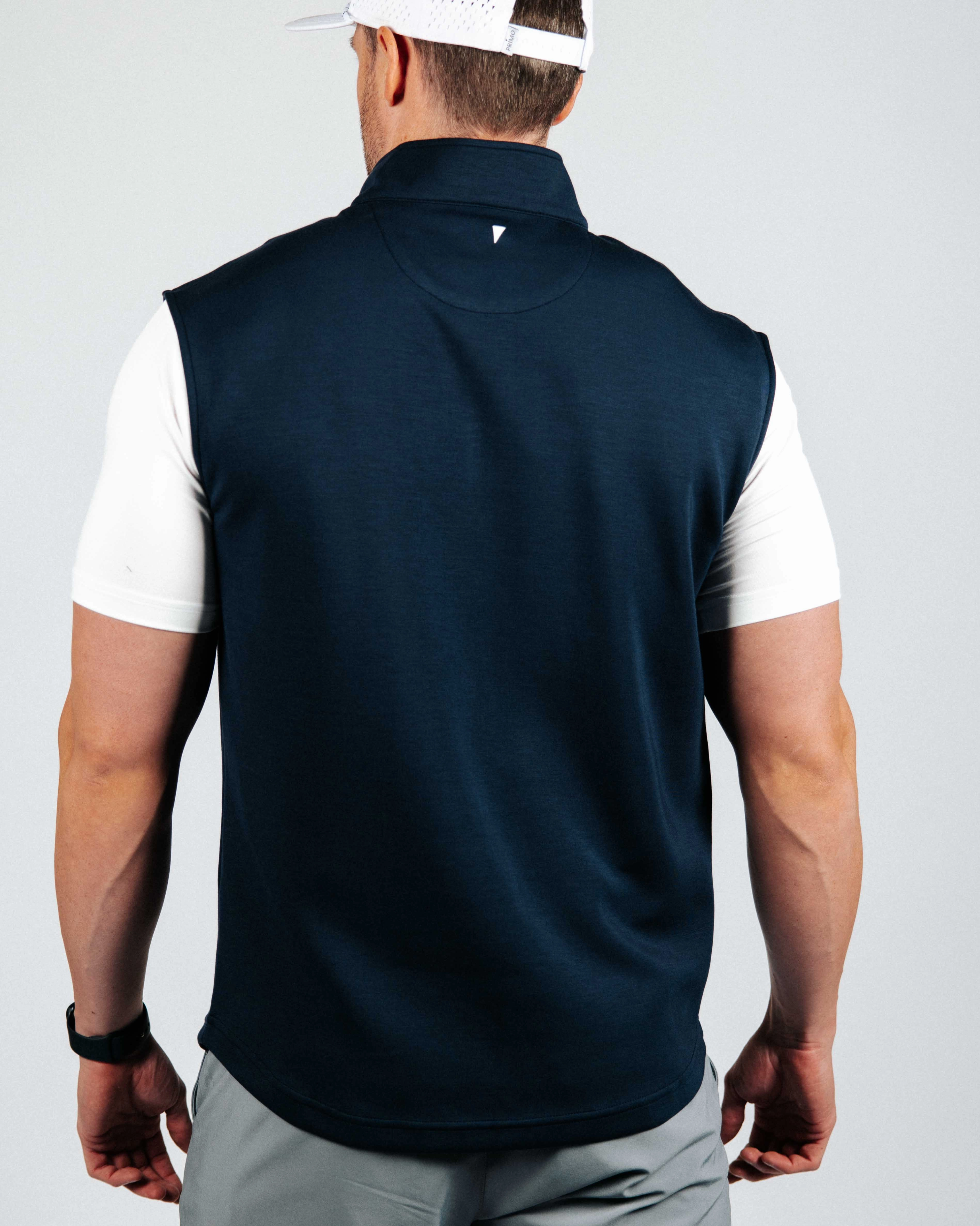 Navy Quarter Zip Vest Stylish Look Classic Cut