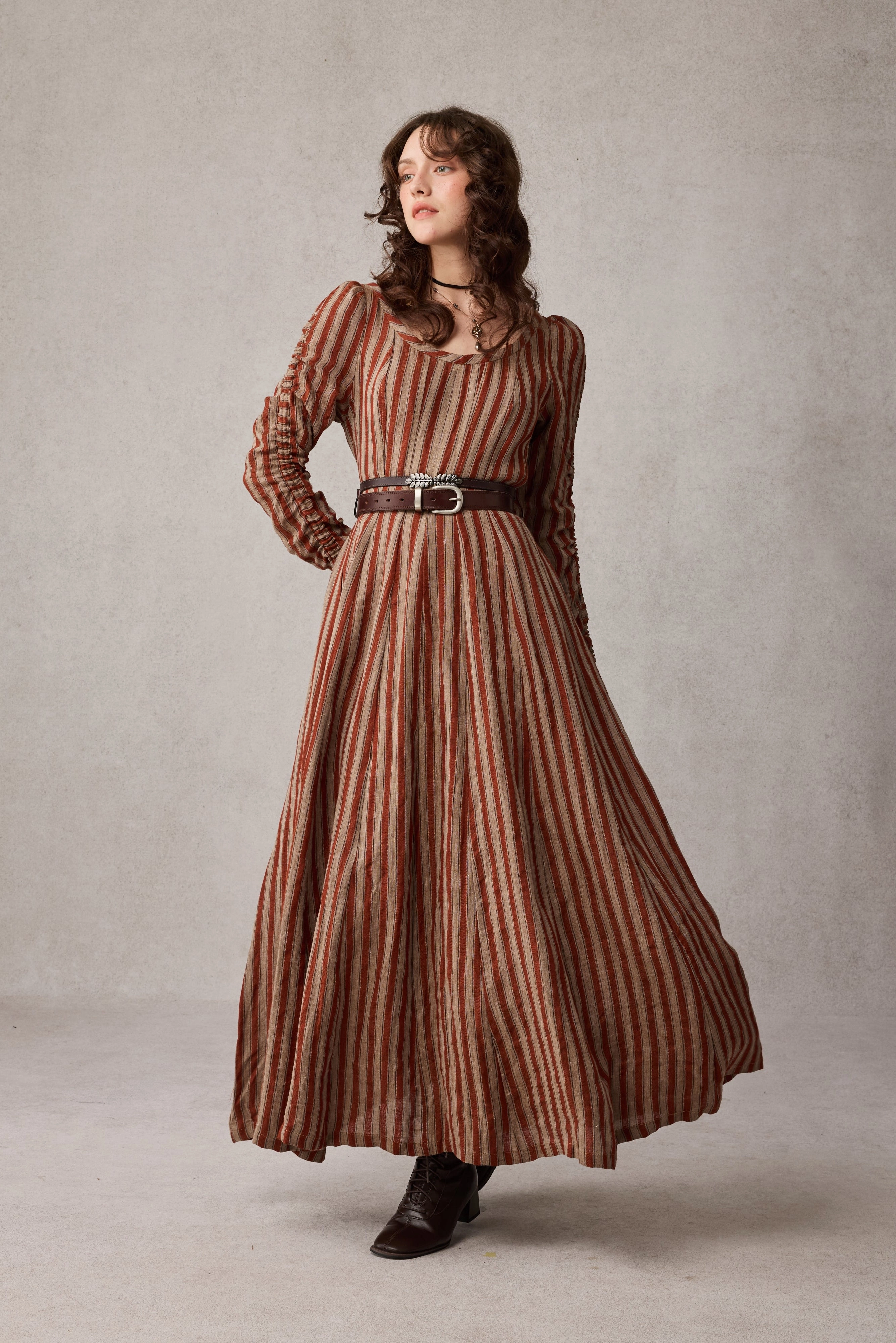 Crystal 17 | Victorian maxi linen dress Tagless Neckline Design