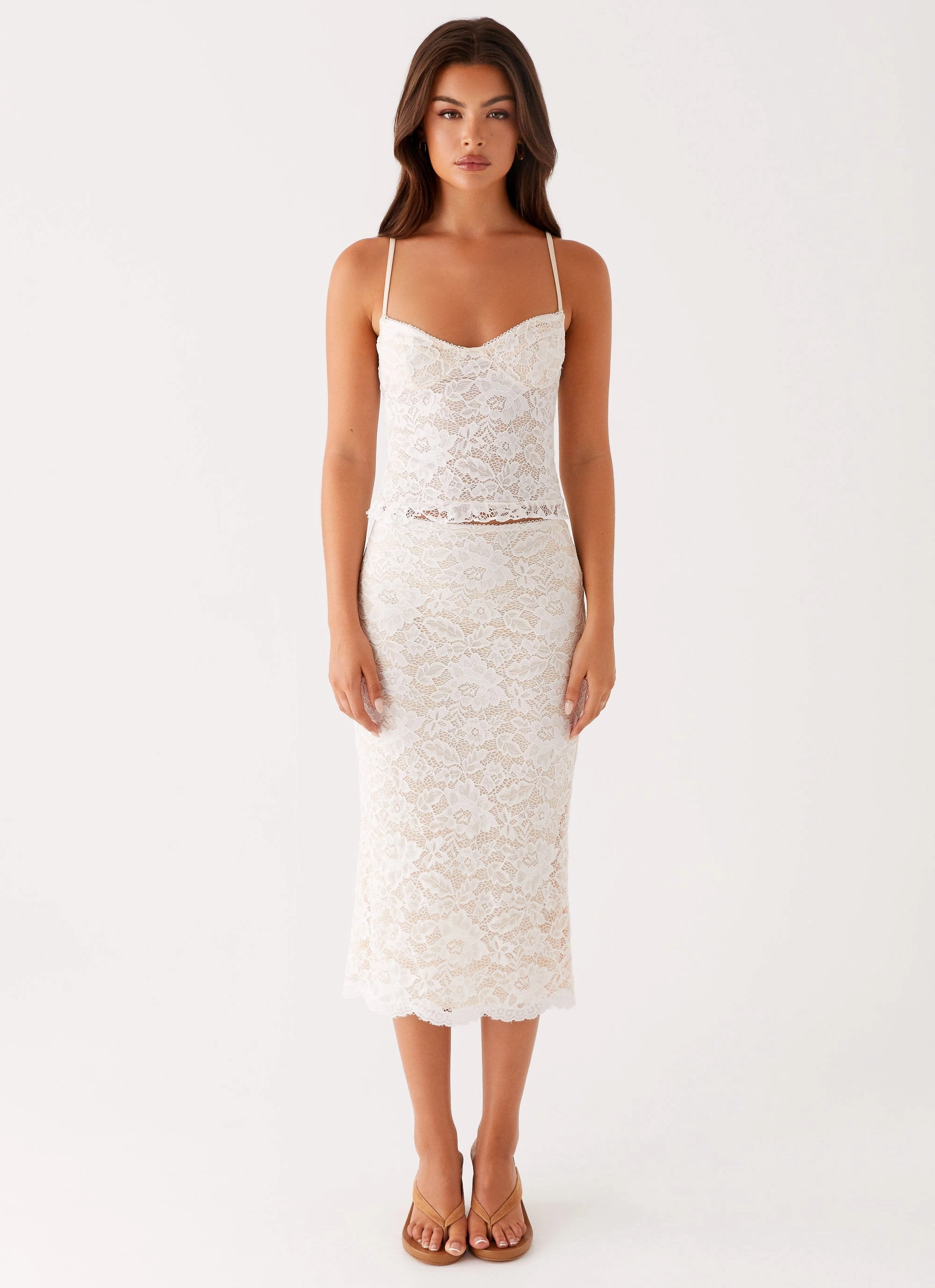 ReflectiveTrim Crystal Clear Lace Top - Ivory