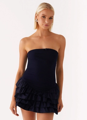 Timeless Fashion Waist-Cinching Tamay Mini Dress - Navy