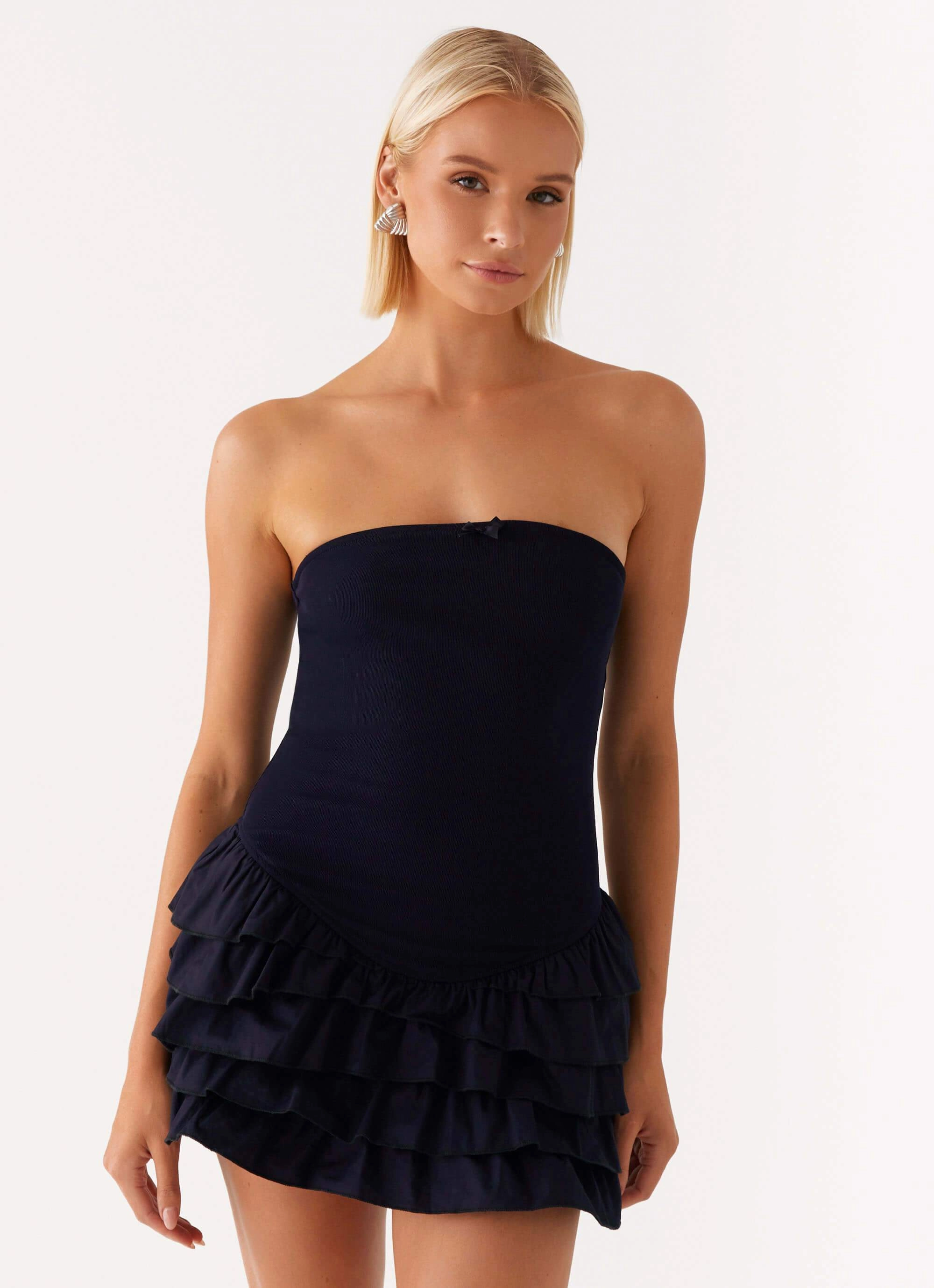 Timeless Fashion Waist-Cinching Tamay Mini Dress - Navy