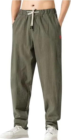 Ctreela Men's Linen Drawstring Pants Casual Elastic Waist Lightweight Trouser Hippie Summer Beach Yoga Pants Baggy Loose Ctreela Men's Linen Drawstring Pants Casual Elastic Waist Lightweight Trouser Hippie Summer Beach Yoga Pants Baggy Loose