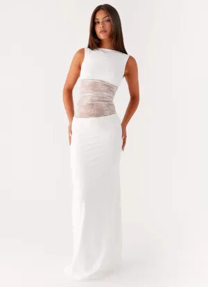 Medina Lace Maxi Dress - White Basic Fashion